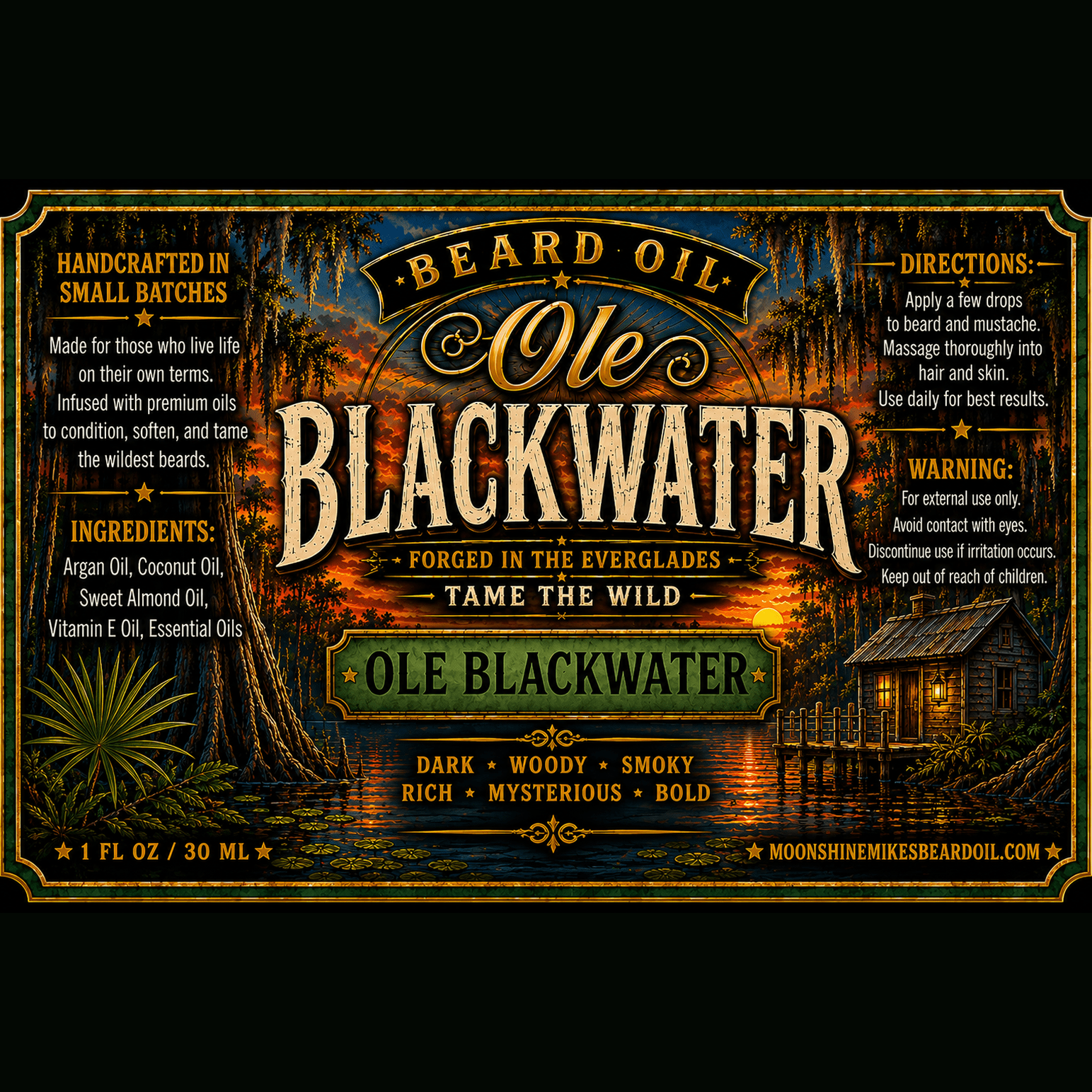 Moonshine Mike's Beard Oil™ Ole Blackwater Scent Beard Oil (1 fl oz / 30ml)