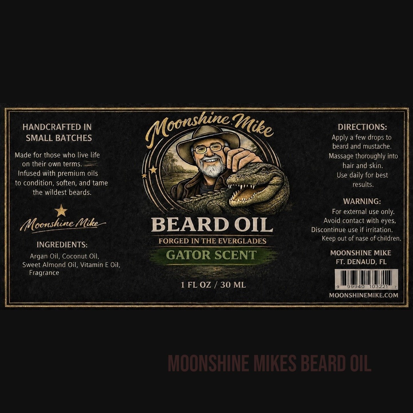 Moonshine Mike's Beard Oil™  Gator Scent Beard Oil (1 fl oz / 30ml)