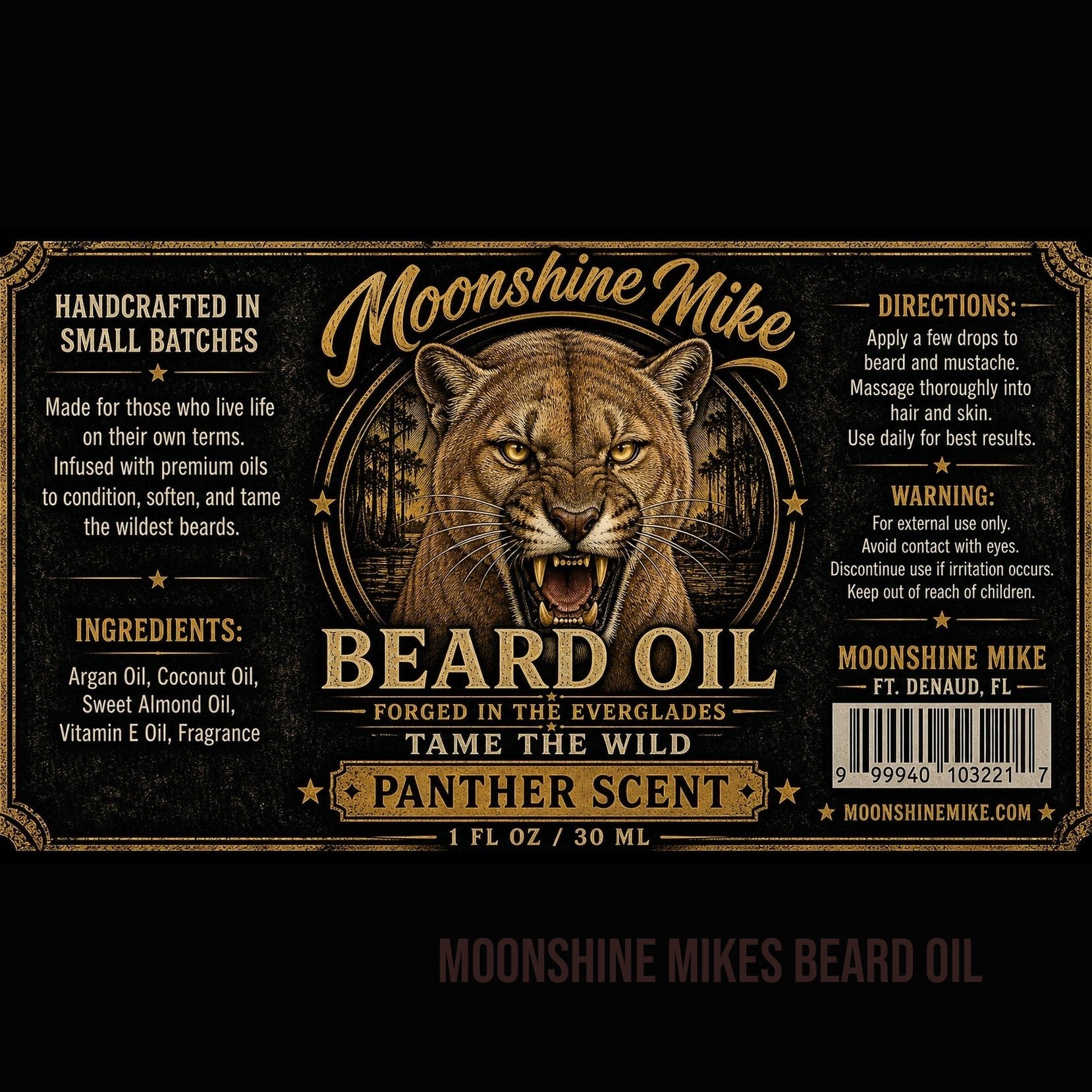 Moonshine Mike's Beard Oil™  Panther Scent Beard Oil (1 fl oz / 30ml)