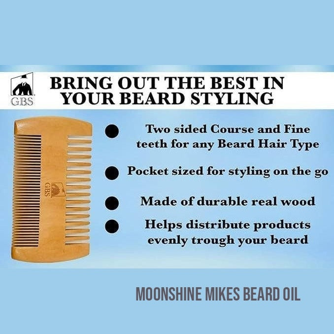 GENTS Fine Grooming Products 2 Sided Wooden Beard Comb